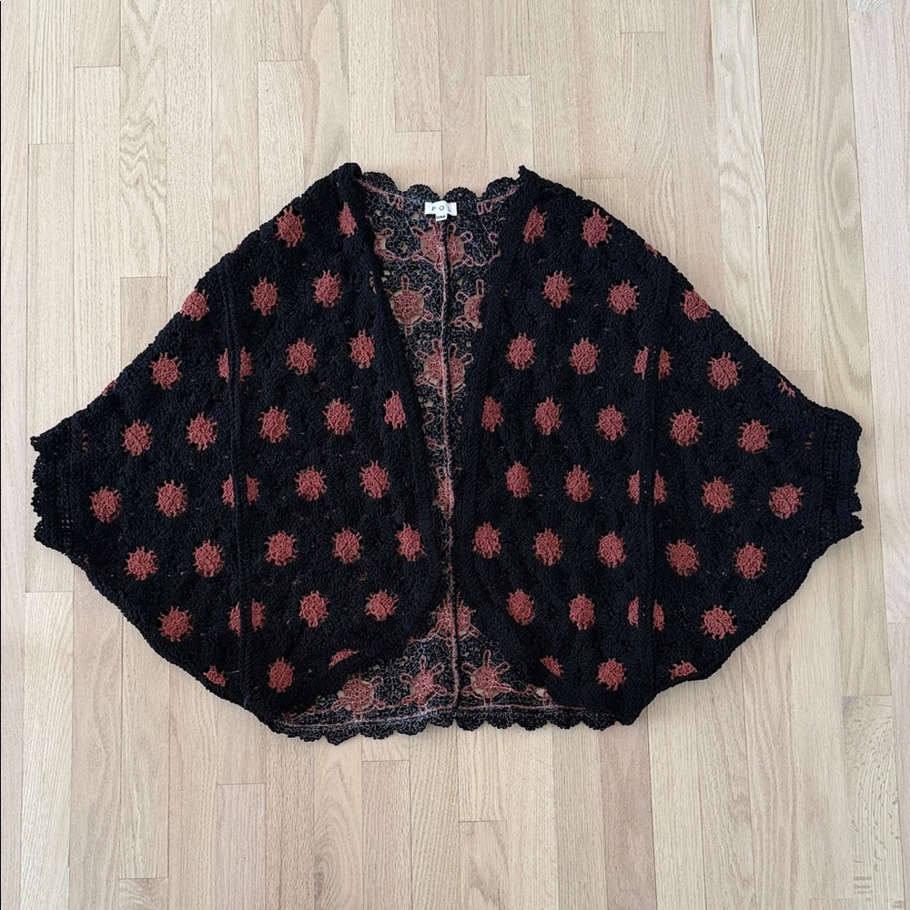 POL Black and Burnt Orange Floral Wrap